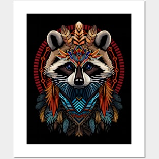 Tribal raccoon Posters and Art